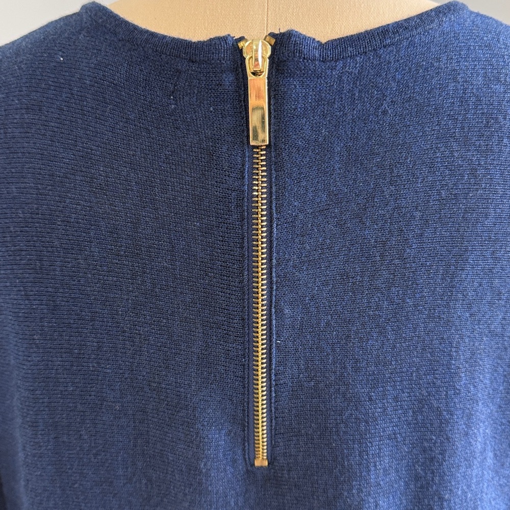 Joan Vass Navy Blue Long Sleeve Tunic Sweater SZM - Picture 10 of 15